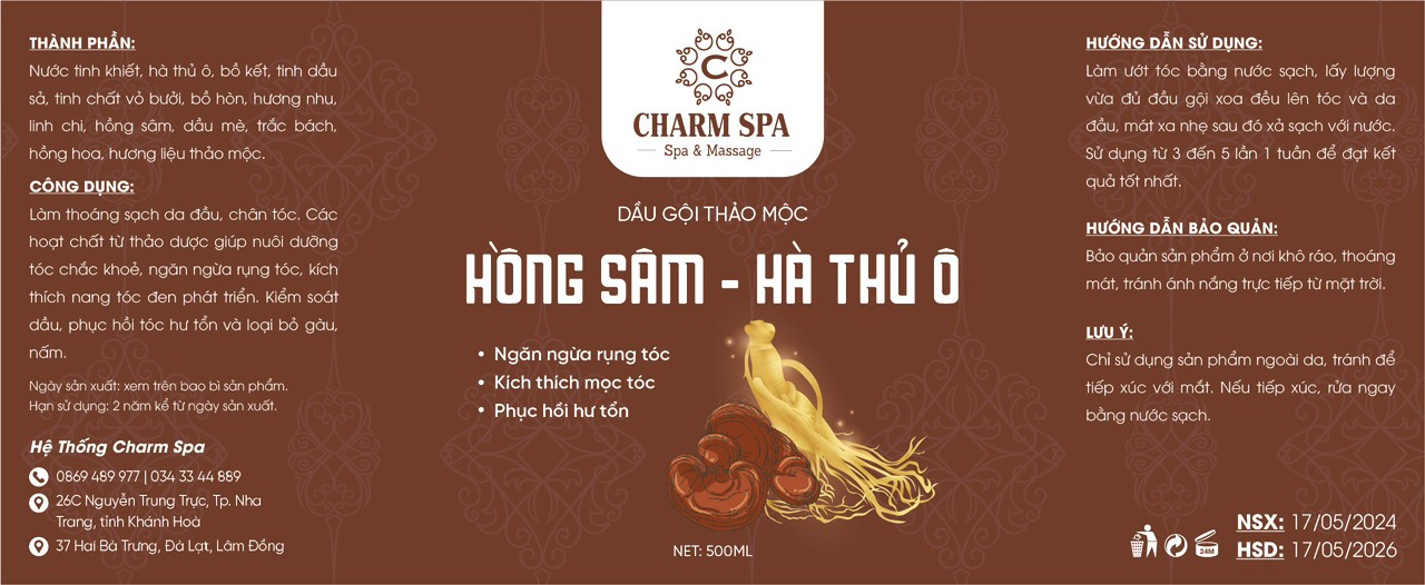 dầu gội thuần chay nhà charm spa nha trang
