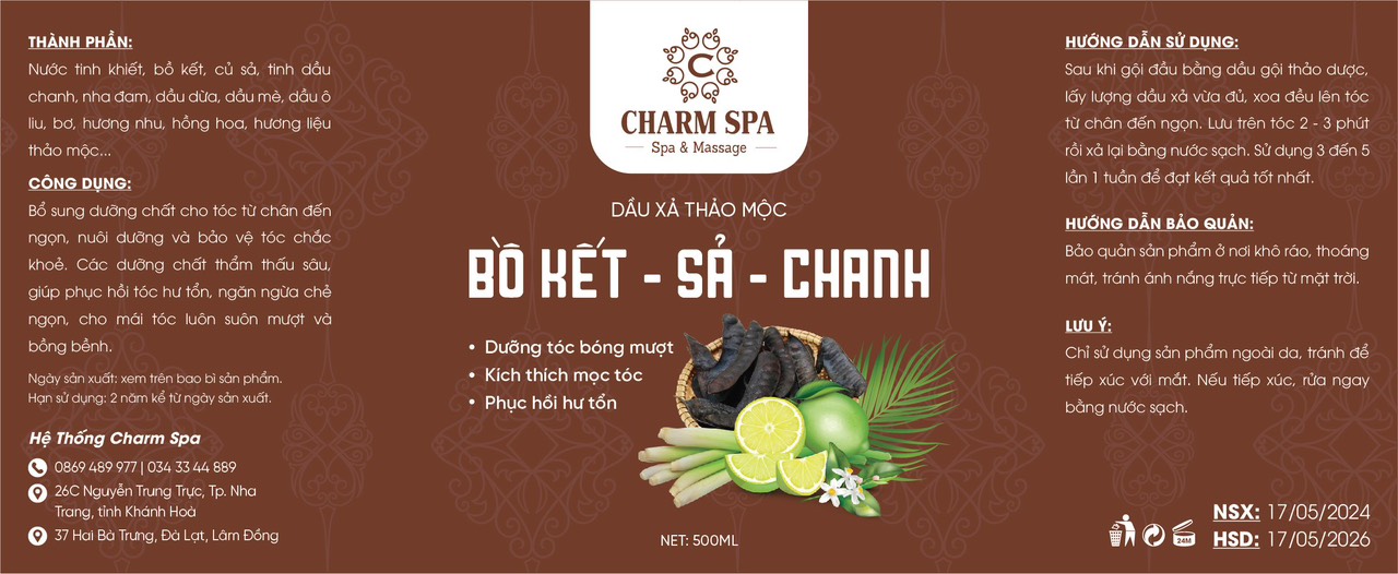 dầu xả thuần chay nhà charm spa nha trang